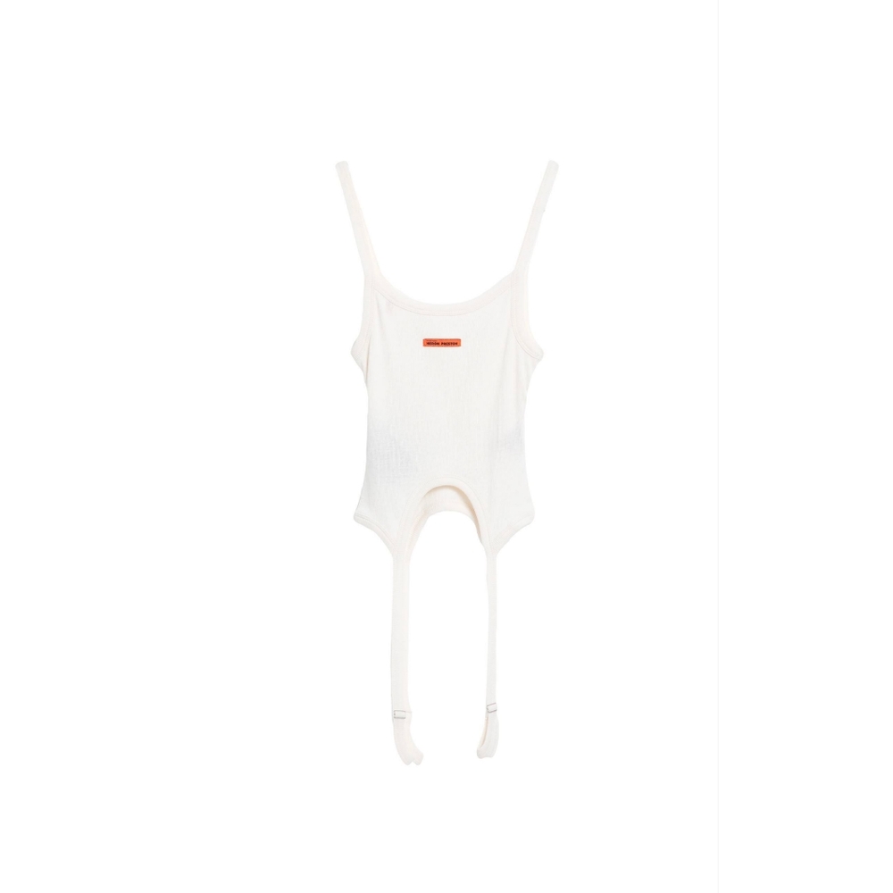 Heron Preston Cream Ribbed Tank Top With Corset Straps